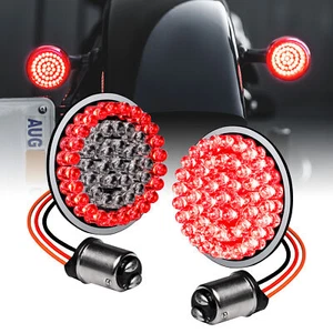 Luces traseras de freno LED negras 2" 1157 HALO rojas traseras para bicicleta Harley - Imagen 1 de 8
