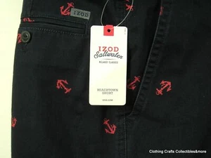 NWT Men's IZOD Navy Saltwater Nautical Anchor Beachfront Casual Shorts - Sz 40 - Picture 1 of 4