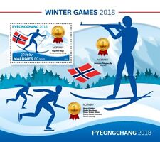 Zimowe igrzyska złote Norwegia MNH znaczki 2018 Malediwy S/S