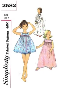 Simplicity 2582 Pattern Pajama's PJ's Nightgown Long Short Baby Doll - Picture 1 of 4