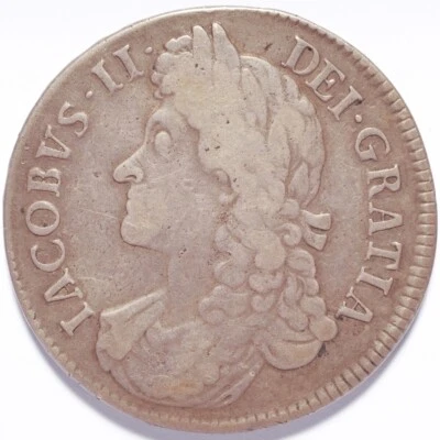 1687 King James II Silver Crown - Image 1 of 2