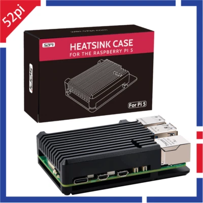 Raspberry Pi 5 Aluminum Heatsink Case Black Enlosure Shell for RPI 5 - Image 1 of 4