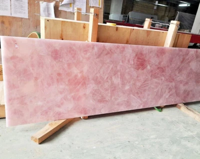 Rose Quartz Console Bar Counter Slab Top, Quartz Counter Top Home Decors Table - Image 1 of 3