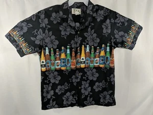 KY’S Hawaiian Beer Bottles S/S Button Down Shirt Size Large EUC - Picture 1 of 6