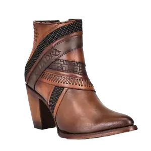 Cuadra Ladies Honey Laser & Woven Round Toe Brown Booties CU619 - Picture 1 of 72