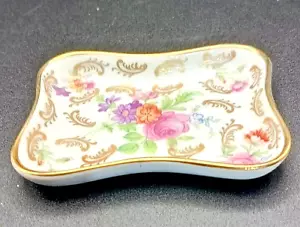 A FRENCH LIMOGES JEWELRY TRINKET DISH TRAY PIN GILDED FLOWERED c1950 v/g - Picture 1 of 6