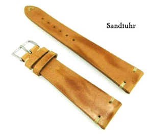 Texas Vintage Cinturino Orologio 18 19 20 22mm Con Cucitura Mano Braun - Picture 1 of 5