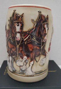 RARE 1980 Ceramarte Budweiser Clydesdales 1st In This Series Of HOLIDAY STEINS - Picture 1 of 4