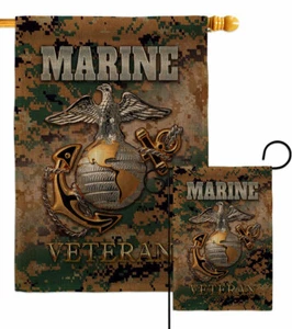 Marine Veteran Burlap Garden Flag Armed Forces Corps Gift Yard House Banner - Picture 1 of 19