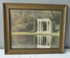 Antique Grecian Temple Framed Lithograph 13.5" x 16.5" - Picture 1 of 8