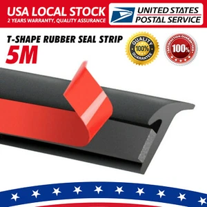 T Shape 16.4ft Car Rubber Seal Strip Hood Trunk Trim Edge Moulding Weatherstrip - Picture 1 of 12