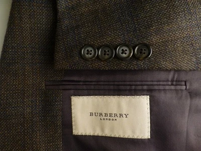 Chaqueta Abrigo Deportivo Burberry Blazer 42L Cuadros Excelente Estado Marrón Azul Foto 1 de 4