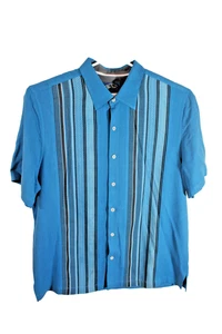 Nat Nast 100% Silk Shirt Men's Size Lg Y2K Resort Teal Vegas Vacation Retro - Picture 1 of 6