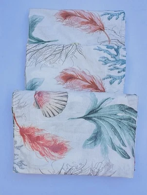 POTTERY BARN Del Mar Coastal ORGANIC 1 Twin Flat 2 Pillow Shams Seashell ocean - Image 1 of 4