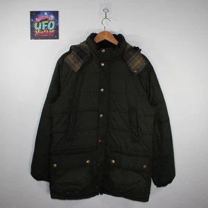 Barbour Hemmingford Wax Waterproof Green Puffer Padded Jacket Coat Size Medium - Bild 1 von 17
