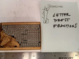 Vintage Linotype Letterpress Type 12 Point Mathematical Sales Fractions - Picture 1 of 2