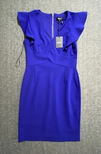 DKNY Donna Karan Women's V-Neck Sheath Dress with Ruffle Sleeve Plum Size 8 - Picture 1 of 12