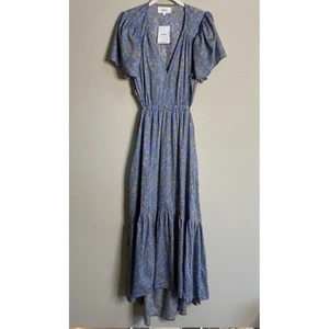 NWT XIRENA Bleu Flora Gabrielle Floral Cutout Cotton Dress Size L - Picture 1 of 13