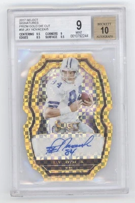 Jay Novacek 2017 Panini Select Prizm Gold Die Cut Auto /5 BGS 9 Auto 10 Q1887 - Image 1 of 2