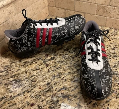 Туфли для гольфа Adidas цветочный черный красный Fitfoam Z-Traxion 737486 женские размер 9 - Изображение 1 из 4