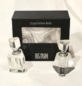 New Oleg Cassini Crystal Triangle Perfume Bottles Set Of 2 - NWT - Picture 1 of 1
