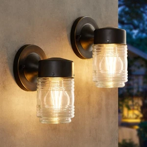 2 Pack Outdoor Wall Lantern, Exterior Waterproof Wall Sconce Light Fixtures, ... - Picture 1 of 9