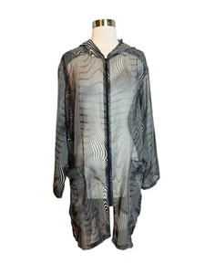 Mycra Pac Jacket M/L Sheer Long Line Hooded Full Zip Pockets - Picture 1 of 5