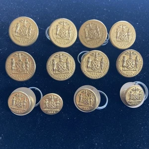 12 VINTAGE GOLD-TONE  Waterbury  - POLICE UNIFORM BUTTONS - Picture 1 of 6