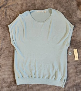 Cyrus NYC Women's Short Sleeve Sweater, Sz MED, Azurine, Lightweight - Picture 1 of 14