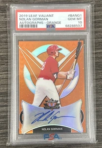2019 Leaf Valiant - PSA 10 arancione su scheda auto - Nolan Gorman /35 Rookie RC - Foto 1 di 3