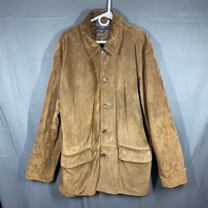 J.Crew Herren braun Wildleder Leder gesteppt gefüttert Knopfleiste Mantel Jacke XLT *lesen - Bild 1 von 10