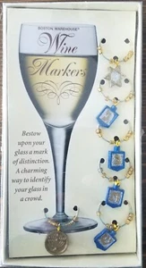 Juego de 6 marcadores de vino judíos Judaica Boston Warehouse 2001 NUEVO Menorah Star of David - Imagen 1 de 2