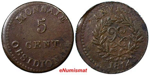 France Anvers. Antwerp Louis XVIII 5 Centimes 1814 JLGN aVF RARE KM 4.1 (7110) - Picture 1 of 3