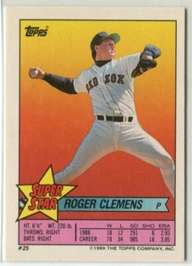 1989 Topps Sticker Card #25 Roger Clemens Boston Red Sox (Stickers #59 & #298) - Picture 1 of 2
