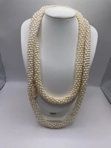 Vintage 40" Tubular Pearl Necklace Faux Seed Pearl Classic Elegant Sophisticated - Picture 1 of 7