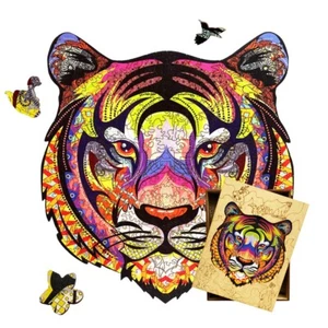 Wooden Jigsaw Puzzle for Adults Tiger King of Jungle With Gift Box Size L - Picture 1 of 9