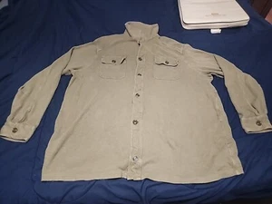 Mens Polo Ralph Lauren Moleskin Workshirt Button Jacket Sage Green Navy - Picture 1 of 2