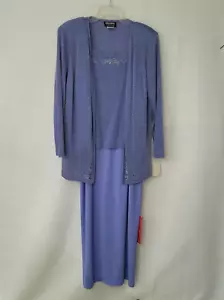 Conjunto de Vestido Arianna By Rachel Kaye Vintage Mujer 14W Azul Metálico Bordado - Imagen 1 de 20