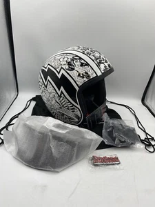 Daytona Cruiser Helmet Slim Line 3/4 Open Face Quick Release, Graffiti, Size: M - Picture 1 of 15