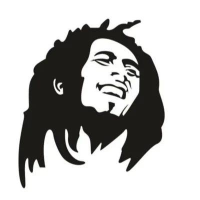 BOB MARLEY FACE VINYL DECAL - FAMOUS MUSICIAN REGGAE MUSIC STAR SILHOUETTES  - Image 1 of 2