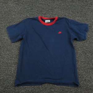 Vintage Nike Shirt Youth Meidum Blue & Red Short Sleeve Breathable Casual Boys - Picture 1 of 7