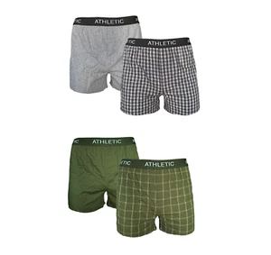 Herren Boxershorts 2er Pack Grau Oliv Baumwolle Gr. M - Picture 1 of 3