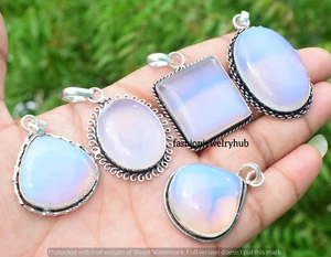 Opalite Gemstone Pendant 5pcs Wholesale Lot 925 Silver Plated Jewelry - Picture 1 of 4