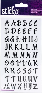 PEGATINAS DE ALFABETO STICKO - ESCRITURA NEGRA - PEQUEÑAS - Aproximadamente 14mm - 2 HOJAS - Imagen 1 de 3