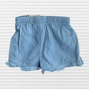 New Garanimals Baby Girls Chambray Shorts Light Wash Blue Ruffled Size 6-9M - Picture 1 of 13