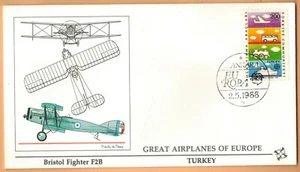 Fdc-Türkei-Bristol Fighter F2B-Europa C.E.P.T-Aviation-Briefmarke.Yv.2557 - Bild 1 von 1