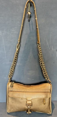 Rebecca Minkoff Cartera Cuero Cadena Correa Bandolera Bolso de Hombro Mini M.A.C Dorado Foto 1 de 4