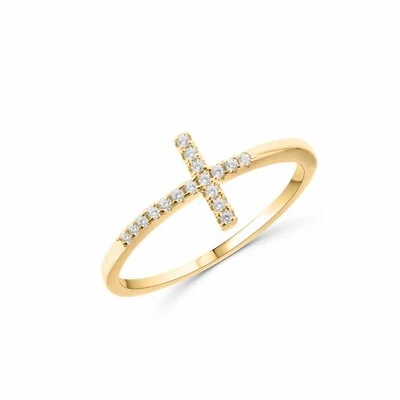 Anello croce donna argento 925 placcato oro 18 carati - Immagine 1 di 4