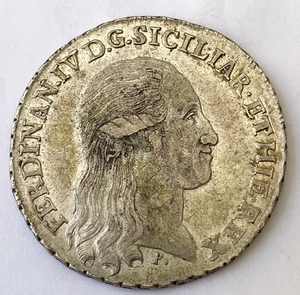 HN Napoli Ferdinando IV di Borbone 1796 piastra Ag SPL RR Gig#61v Magl#258b r344 - Picture 1 of 3