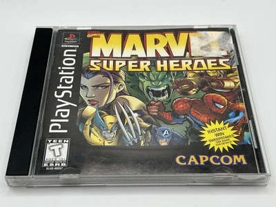 Marvel Super Heroes (PS1) PlayStation 1 en caja con tarjeta de registro - Auténtico - Probado Foto 1 de 4